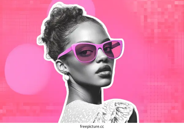 Stylish African American Woman in Pink Sunglasses