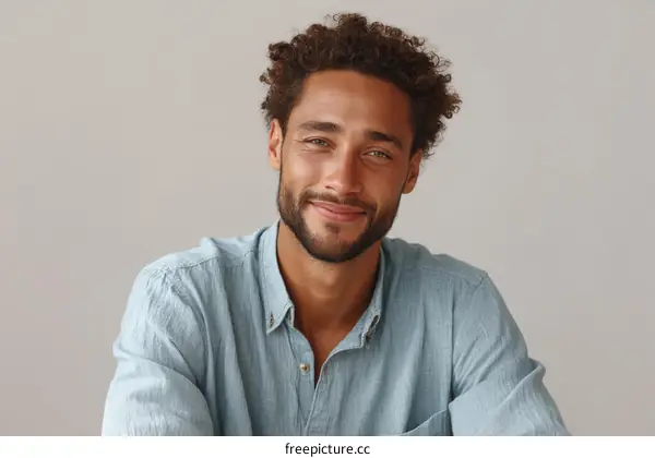 Close-up Portrait of a Dark-Skinned Man
