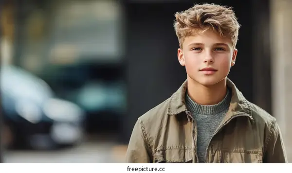 Teenage boy outdoor portrait fashion style