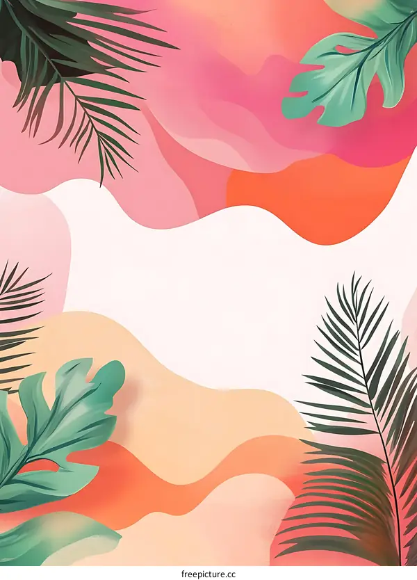 Tropical Leaves and Abstract Shapes Background