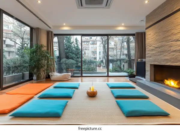 Spacious Zen Meditation Room with City View
