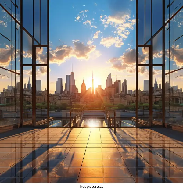 Stunning Sunset over Modern Skyscrapers