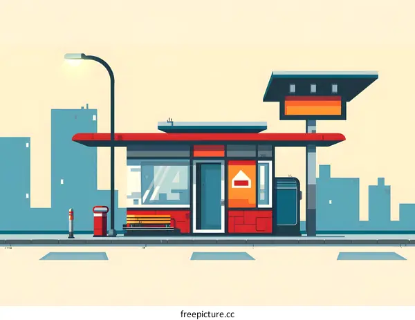City Bus Stop Illustration With A Modern Design