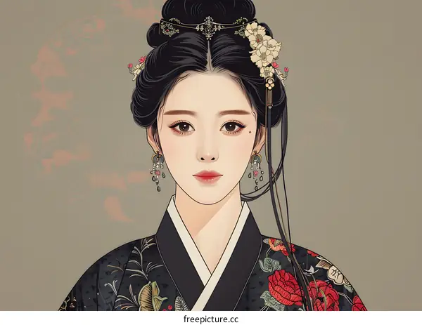 Portrait of a young woman in traditional Chinese clothing