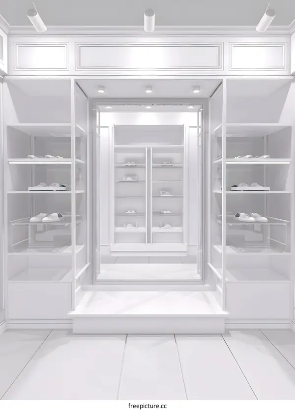 White Modern Walk In Closet Interior Design