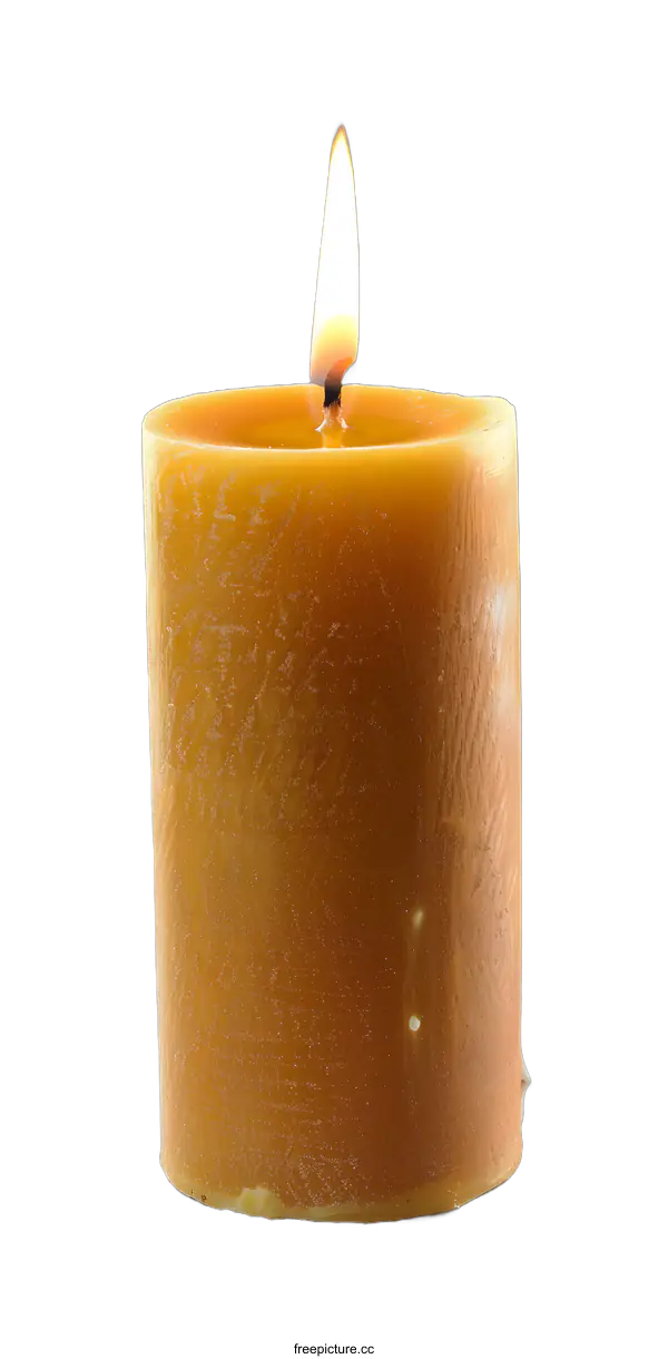 [Transparent Background PNG]Single Burning Candle On A White Background