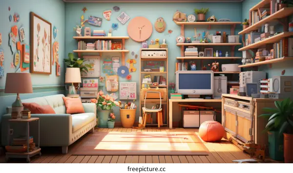 Cozy home office with a lot of clutter