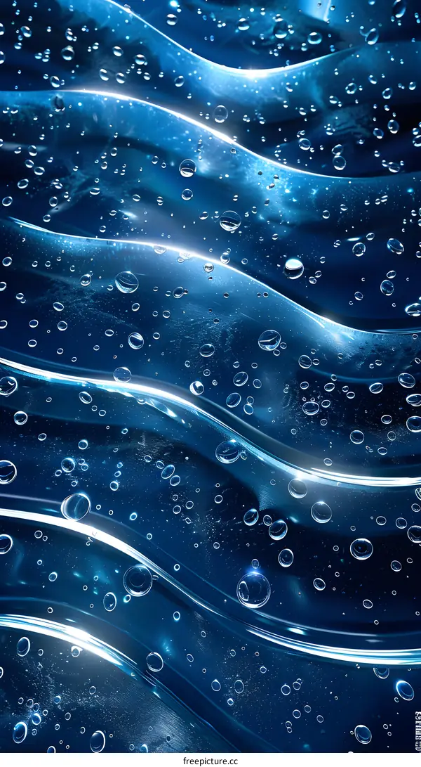 Abstract Blue Water Drops Background