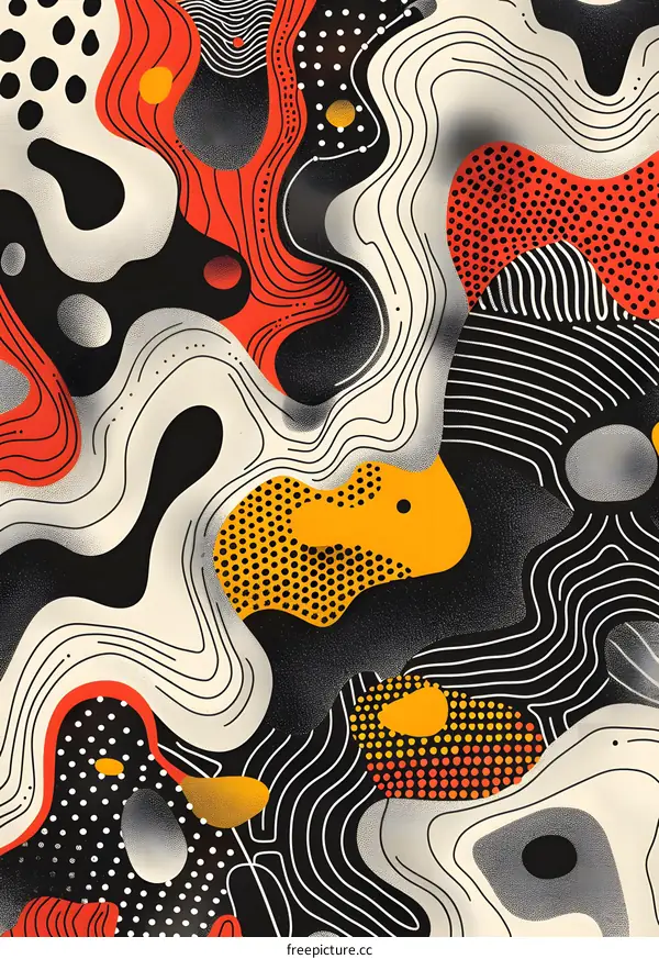 Colorful abstract background with halftone dots and lines