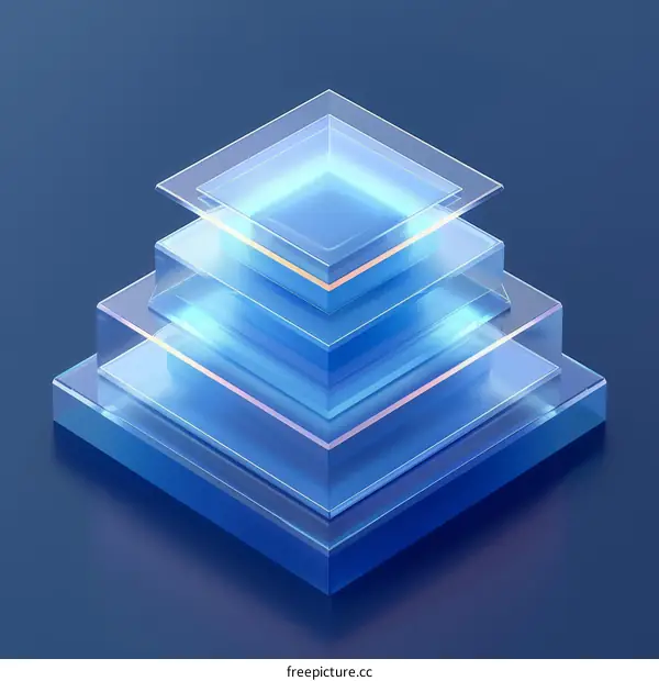 Blue and Bright Abstract Glass Pyramid Illustration