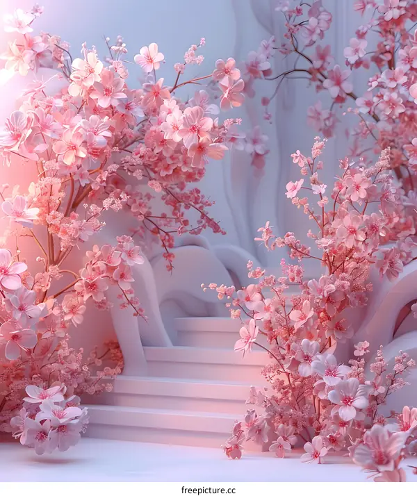 A pink cherry blossom archway