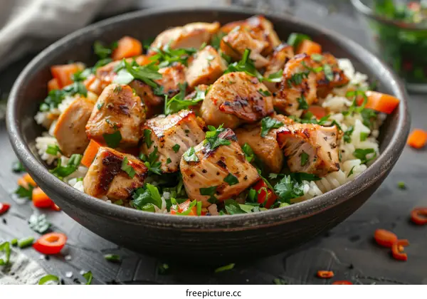 Savory Grilled Chicken Teriyaki with Steamed Rice