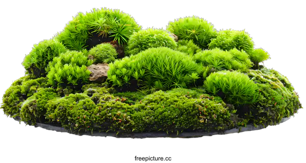[Transparent Background PNG]Green Moss in a Black Round Tray