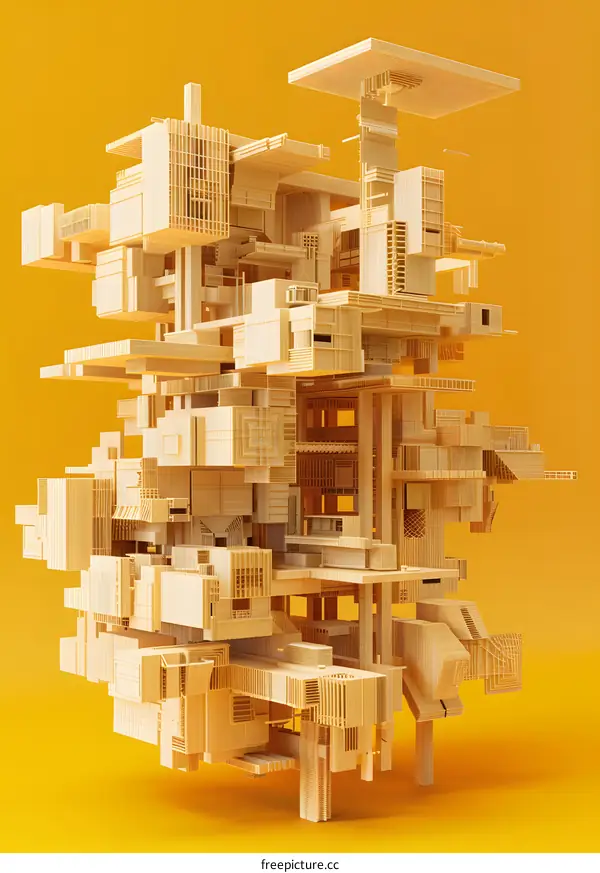 Abstract Wooden Structure 3D Render
