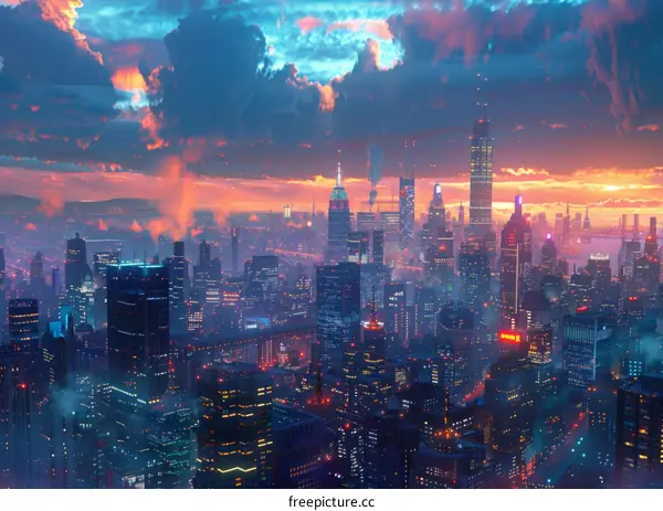 A City Skyline at Dusk