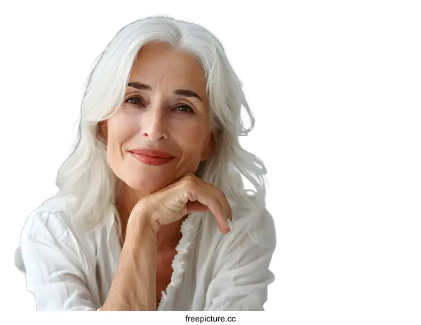 [Transparent Background PNG]Portrait of a Smiling Senior Woman