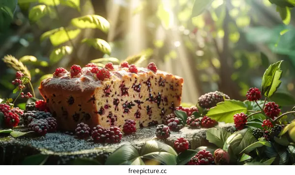 Blackberry and Raspberry Cake in the Woods
