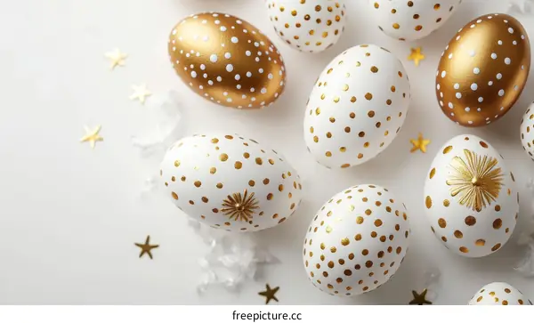 Decorated Easter Eggs on White Background