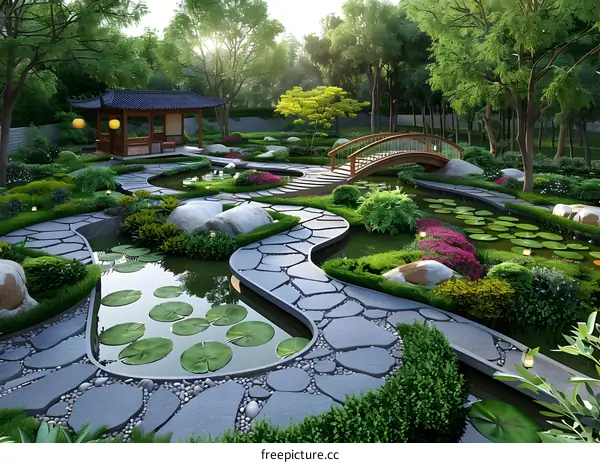 Chinese style garden landscape design renderings