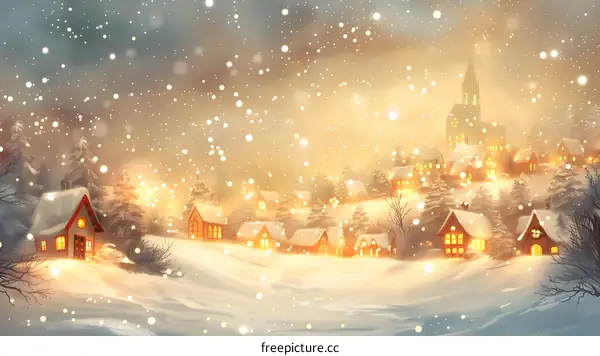 Snowy Village on Christmas