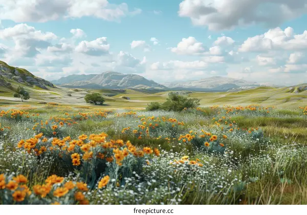 Panoramic View of a Vibrant Flower Field
