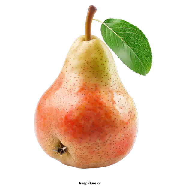 [Transparent Background PNG]Single pear with leaf
