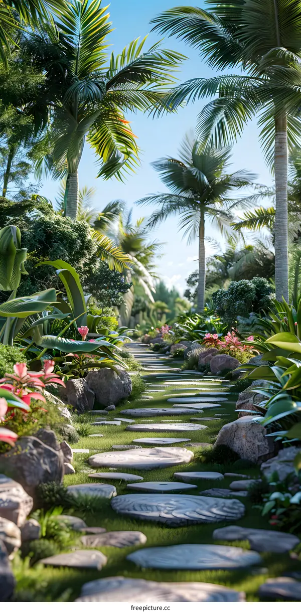 A lush tropical rainforest path