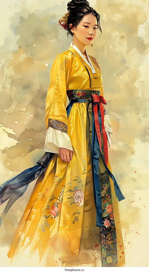 Portrait of a young woman in traditional Korean dress