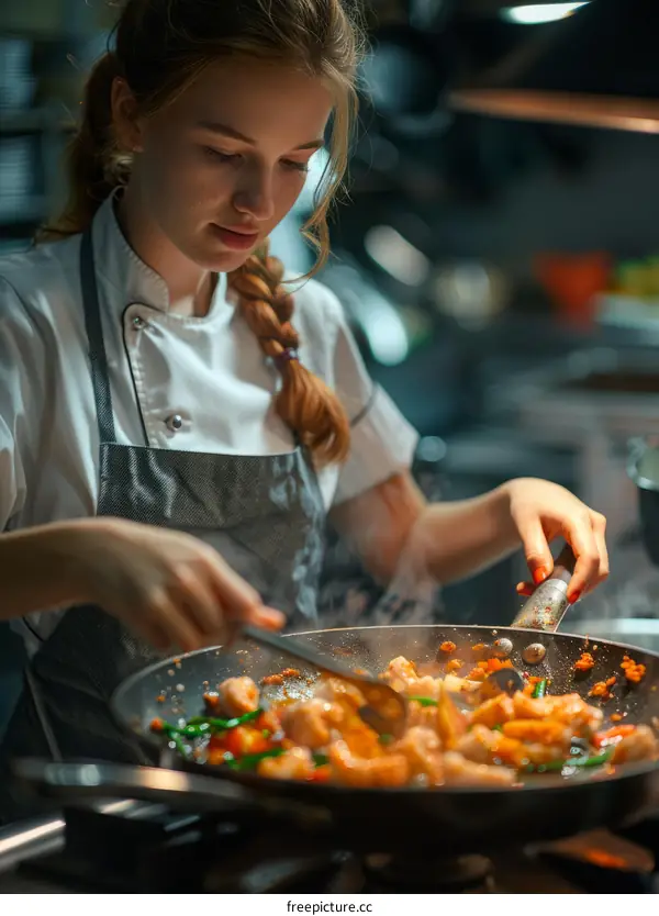 Stir-frying in a commercial kitchen
