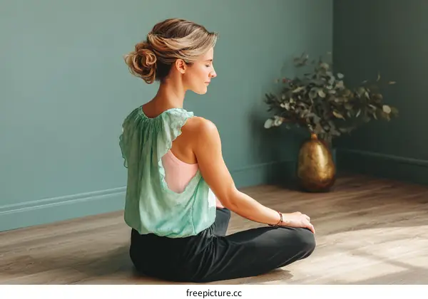 Calm Woman in Meditation Posture