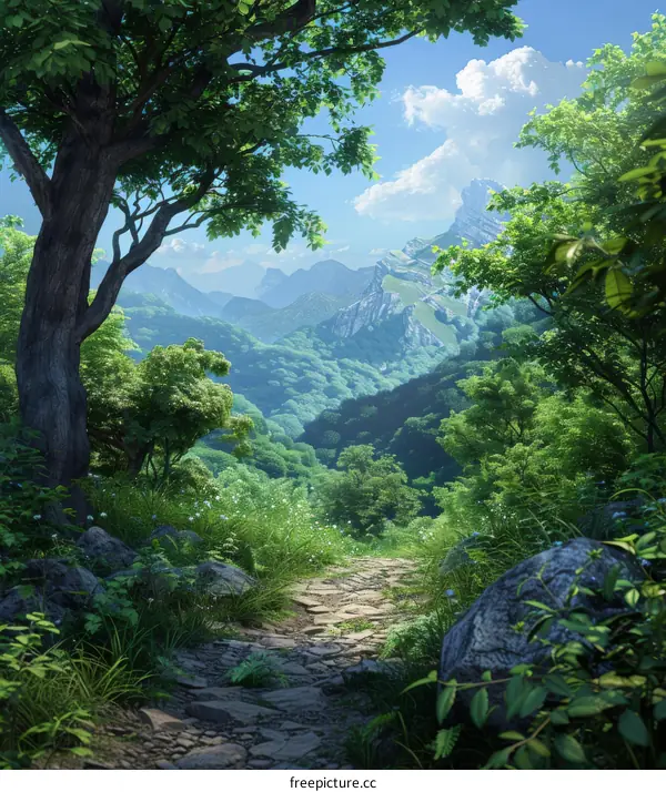 Stone Path Through Enchanting Forest