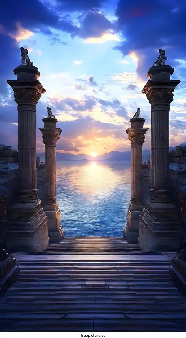 Sunset View From Ancient Stone Steps