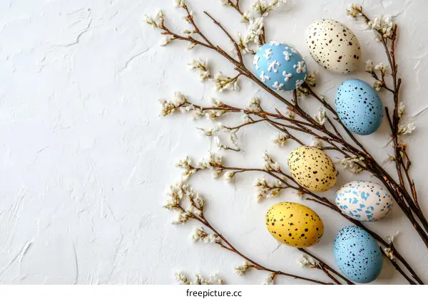 Easter Eggs Decorated on Branches