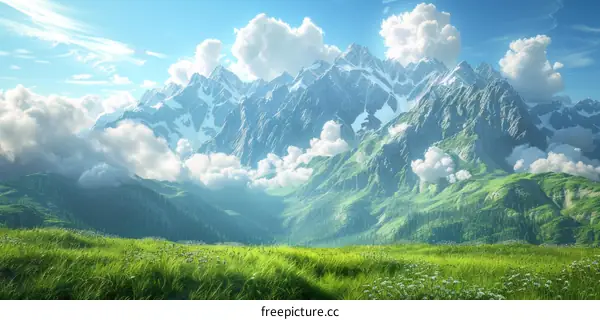 Majestic Mountain Range Landscape Painting