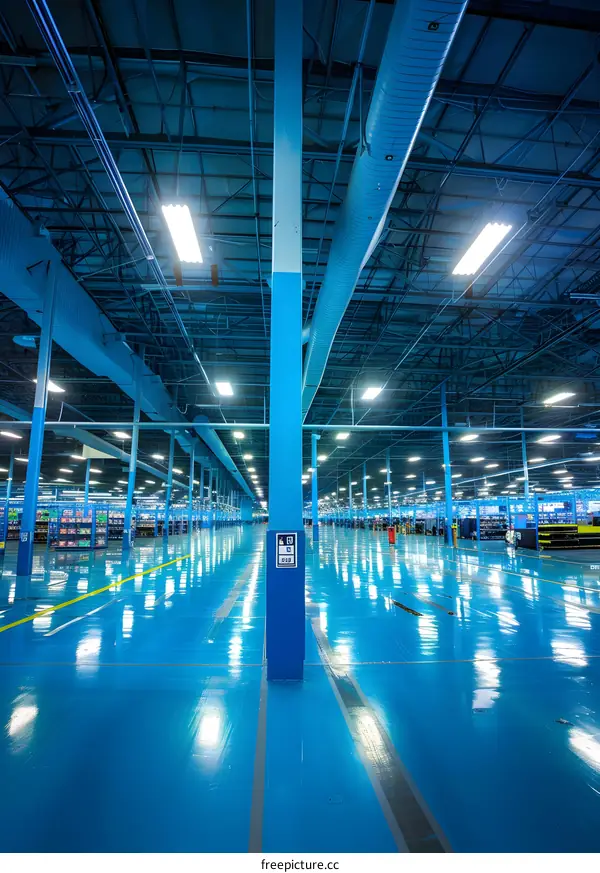 Blue Floor Warehouse with Blue Ceiling