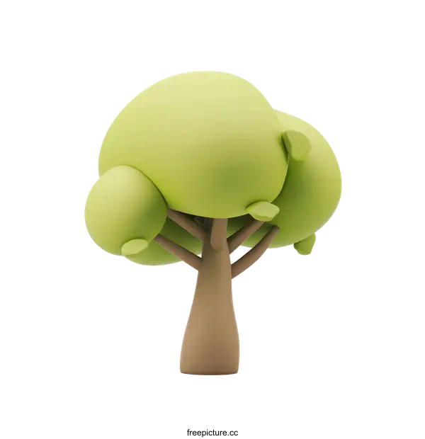[Transparent Background PNG]3D Rendering of a Cartoon Tree