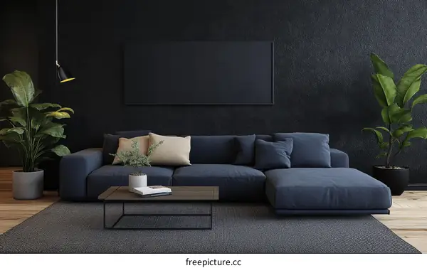 Dark Modern Living Room Interior Design