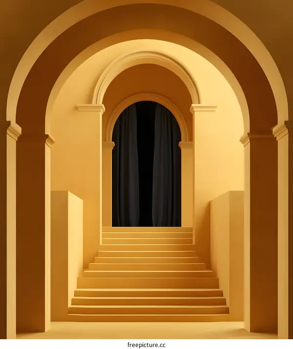 Yellow Archway Staircase Interior Design