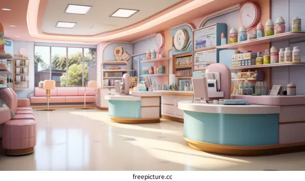 Modern Pharmacy with Colorful Decor