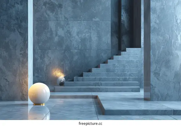 Modern Minimalist Marble Staircase Interior Design