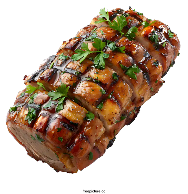 [Transparent Background PNG]Roasted pork loin with herbs