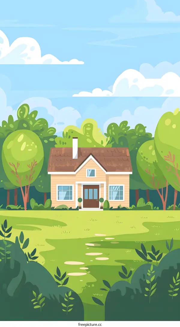 Green Grass and House Illustration