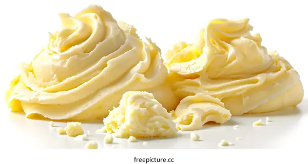 Creamy Butter Curls on White Background