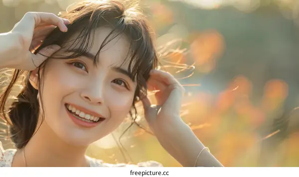 Portrait of a beautiful young Asian woman smiling