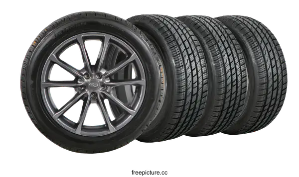 [Transparent Background PNG]Set of Four Tires and Wheels