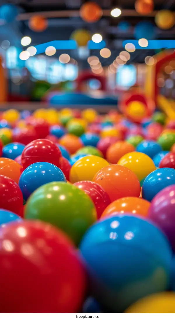 Colorful plastic balls in a children's play area