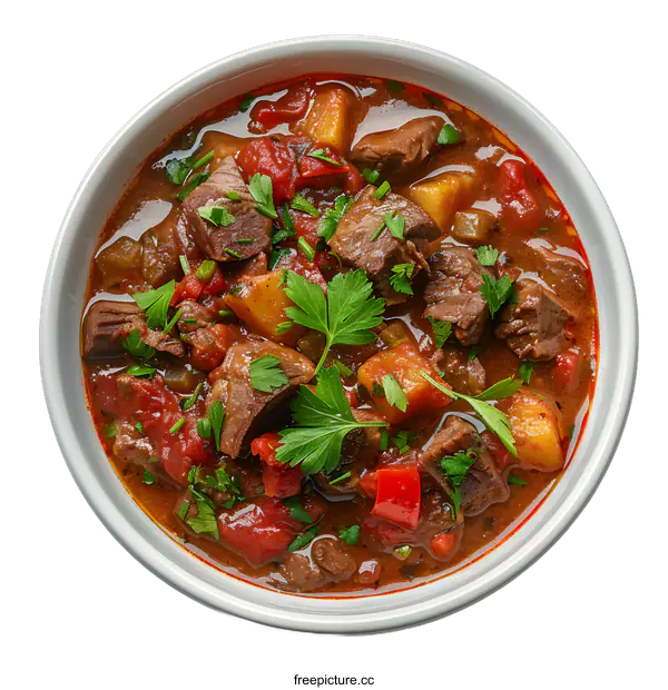 [Transparent Background PNG]A delicious bowl of beef stew with vegetables