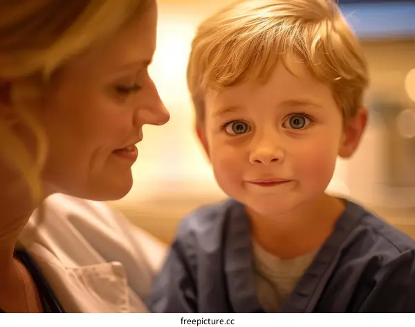 Pediatrician examining a young patient