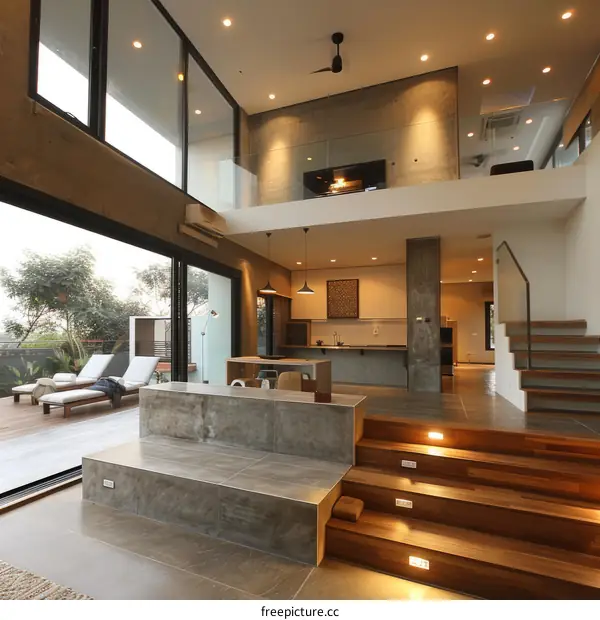 An open-concept house with a modern interior