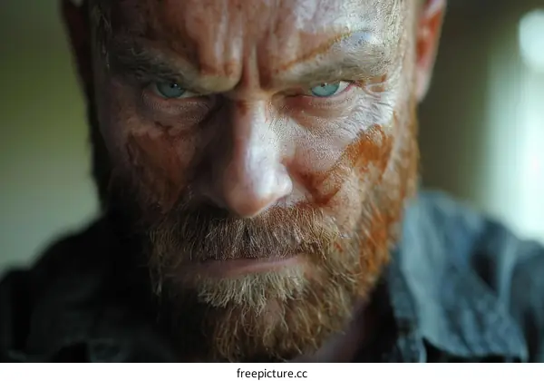 Close Up Portrait of a Man with Intense Gaze